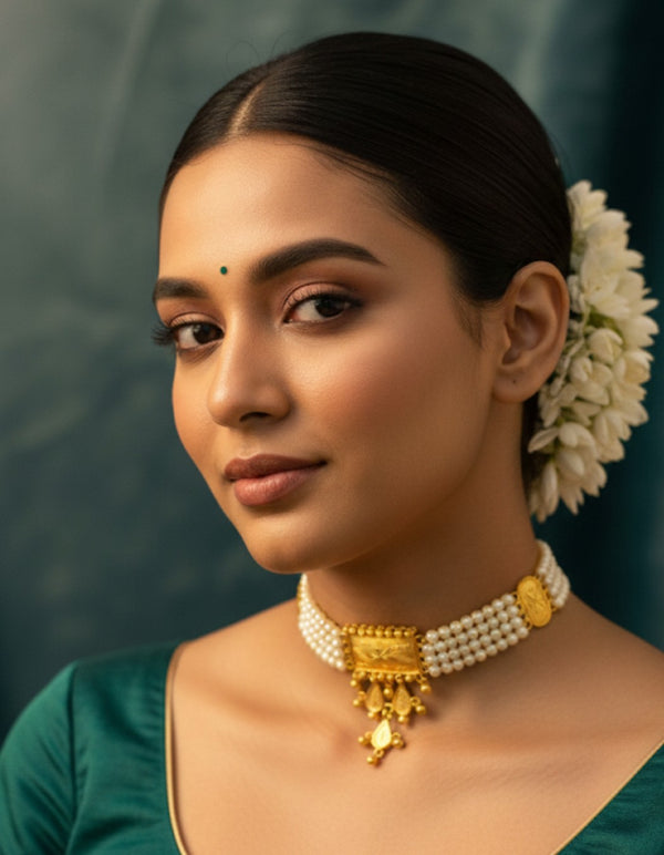 Pearl Chokar set 24 crt gold plated