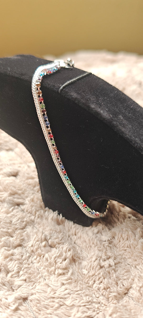Payel Silver plated multi colour stone