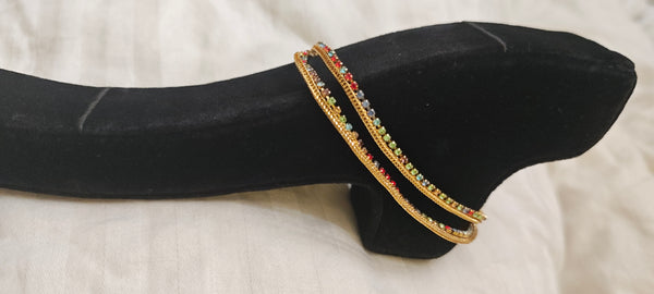 Payel golden plated multi colour stone