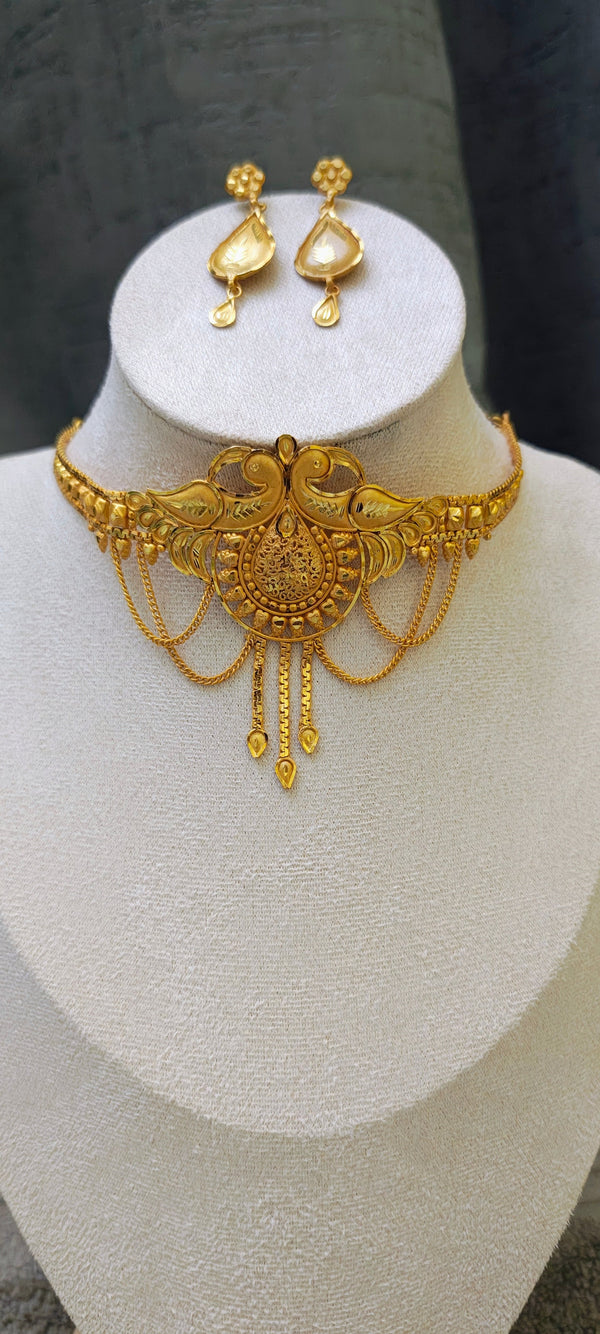 Chokar necklace, 24 crt gold plated