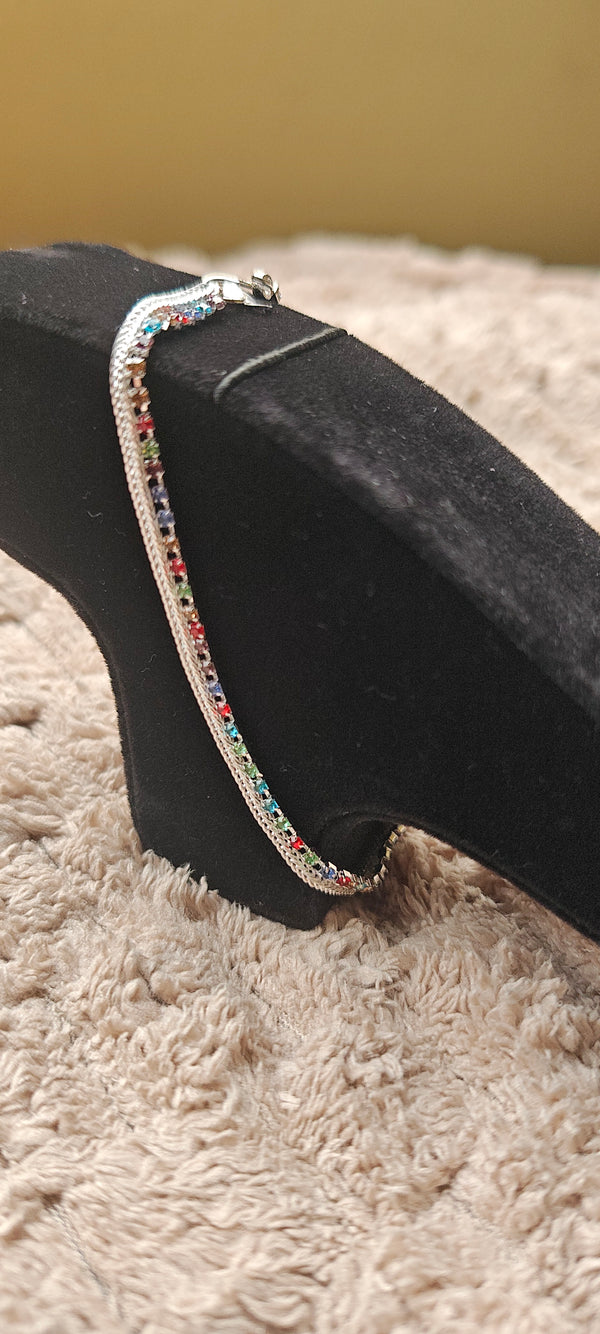Payel Silver plated multi colour stone
