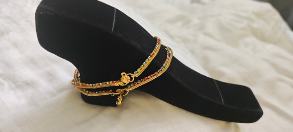 Payel golden plated multi colour stone