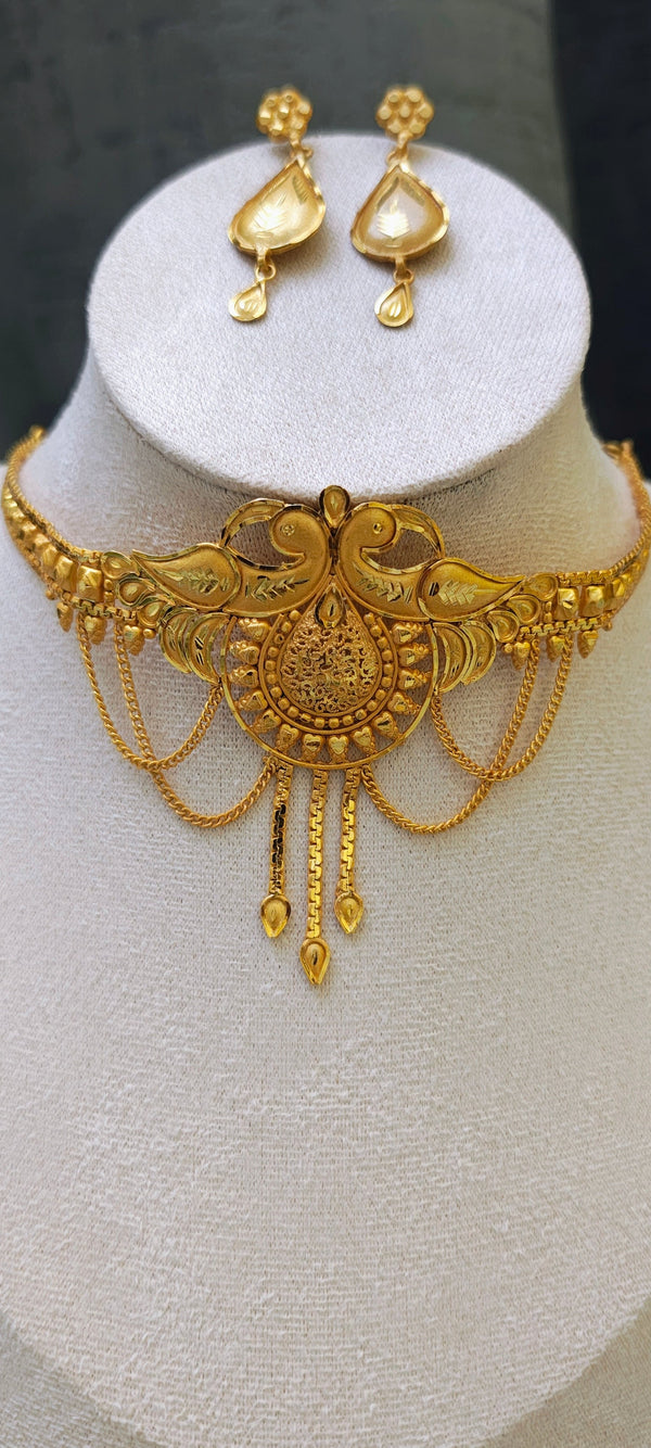 Chokar necklace, 24 crt gold plated
