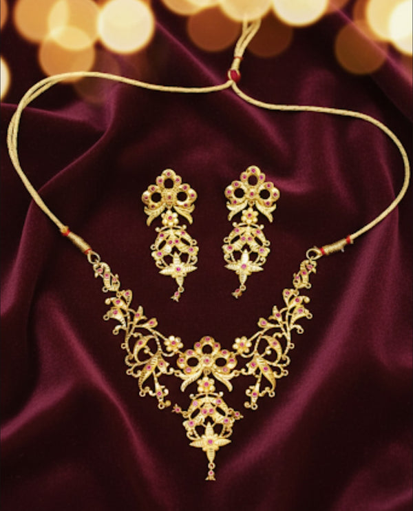 AD studded 24 carate necklace set