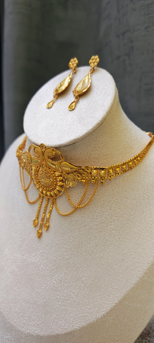 Chokar necklace, 24 crt gold plated