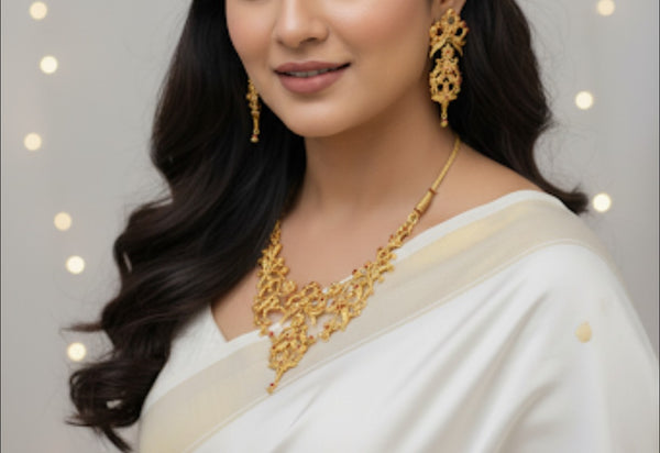 AD studded 24 carate necklace set